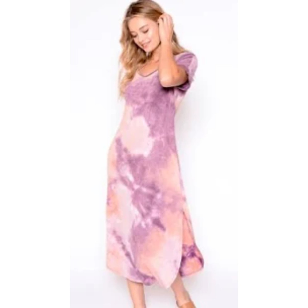 Synergy Chris & Carol Women's Tie Dye Maxi Shirt Dress S